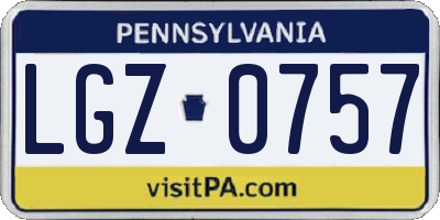 PA license plate LGZ0757
