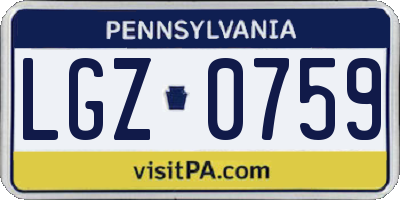 PA license plate LGZ0759