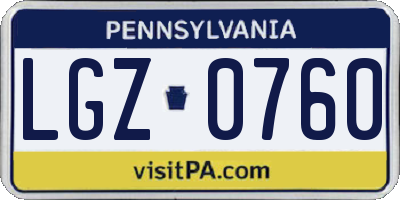 PA license plate LGZ0760