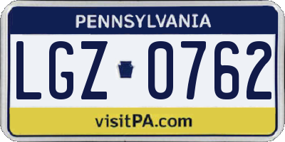 PA license plate LGZ0762
