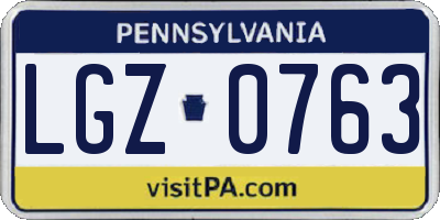 PA license plate LGZ0763