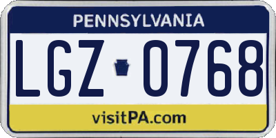PA license plate LGZ0768