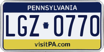 PA license plate LGZ0770