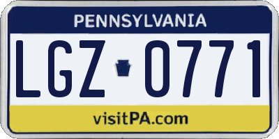 PA license plate LGZ0771