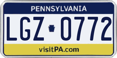 PA license plate LGZ0772