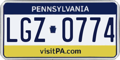 PA license plate LGZ0774