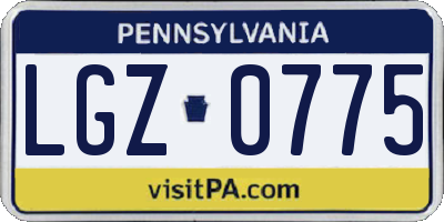 PA license plate LGZ0775
