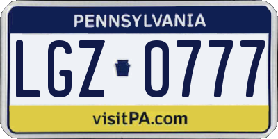 PA license plate LGZ0777
