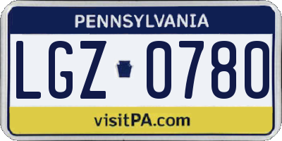 PA license plate LGZ0780