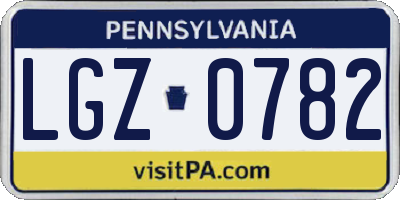 PA license plate LGZ0782