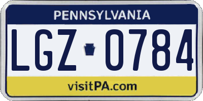 PA license plate LGZ0784