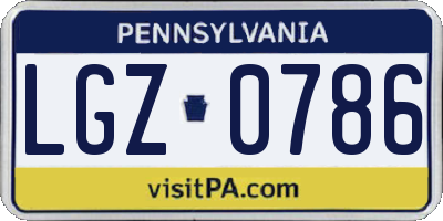 PA license plate LGZ0786