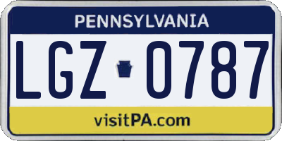 PA license plate LGZ0787