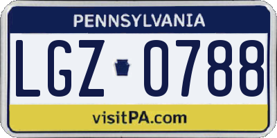 PA license plate LGZ0788