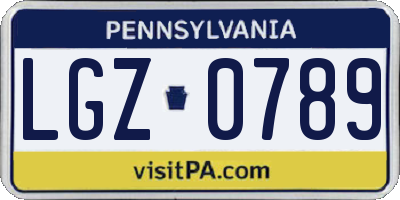 PA license plate LGZ0789