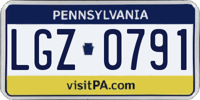PA license plate LGZ0791
