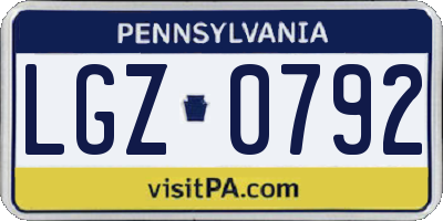PA license plate LGZ0792