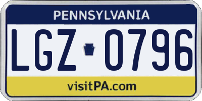 PA license plate LGZ0796