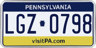 PA license plate LGZ0798