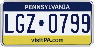 PA license plate LGZ0799