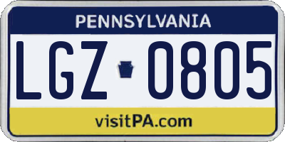 PA license plate LGZ0805