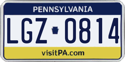 PA license plate LGZ0814