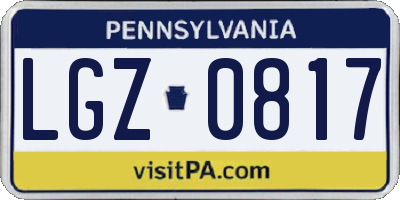 PA license plate LGZ0817