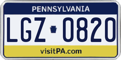 PA license plate LGZ0820