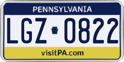PA license plate LGZ0822