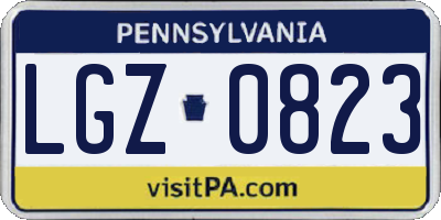 PA license plate LGZ0823
