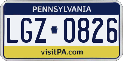 PA license plate LGZ0826