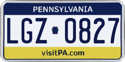 PA license plate LGZ0827