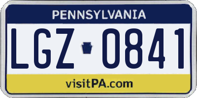 PA license plate LGZ0841