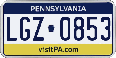 PA license plate LGZ0853
