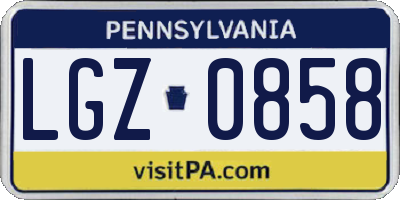 PA license plate LGZ0858