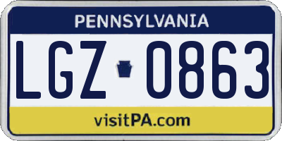 PA license plate LGZ0863