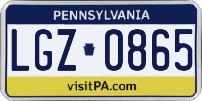 PA license plate LGZ0865