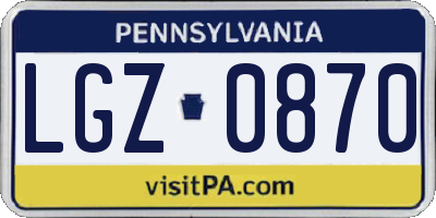 PA license plate LGZ0870