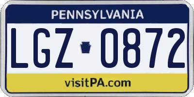 PA license plate LGZ0872