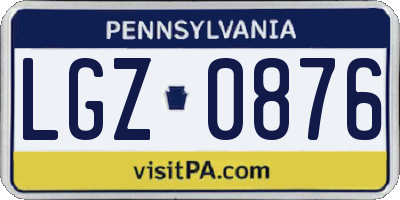 PA license plate LGZ0876