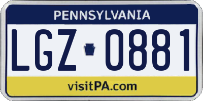 PA license plate LGZ0881
