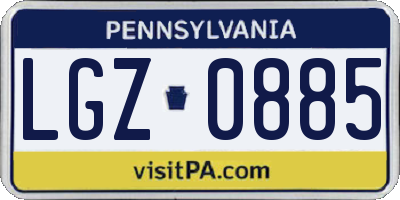 PA license plate LGZ0885