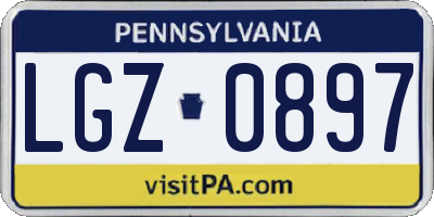 PA license plate LGZ0897