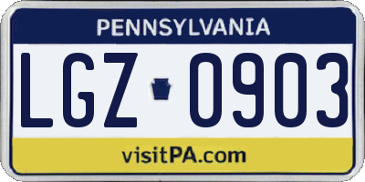 PA license plate LGZ0903
