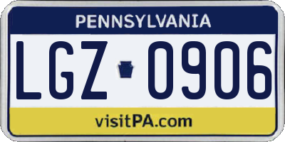 PA license plate LGZ0906