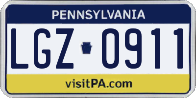 PA license plate LGZ0911