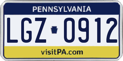 PA license plate LGZ0912