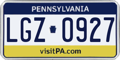 PA license plate LGZ0927