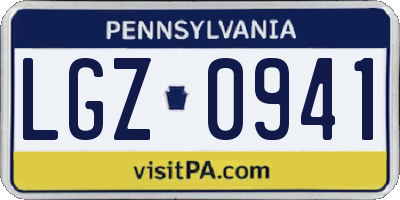 PA license plate LGZ0941