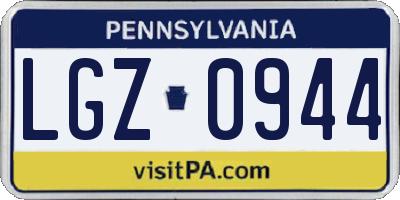 PA license plate LGZ0944